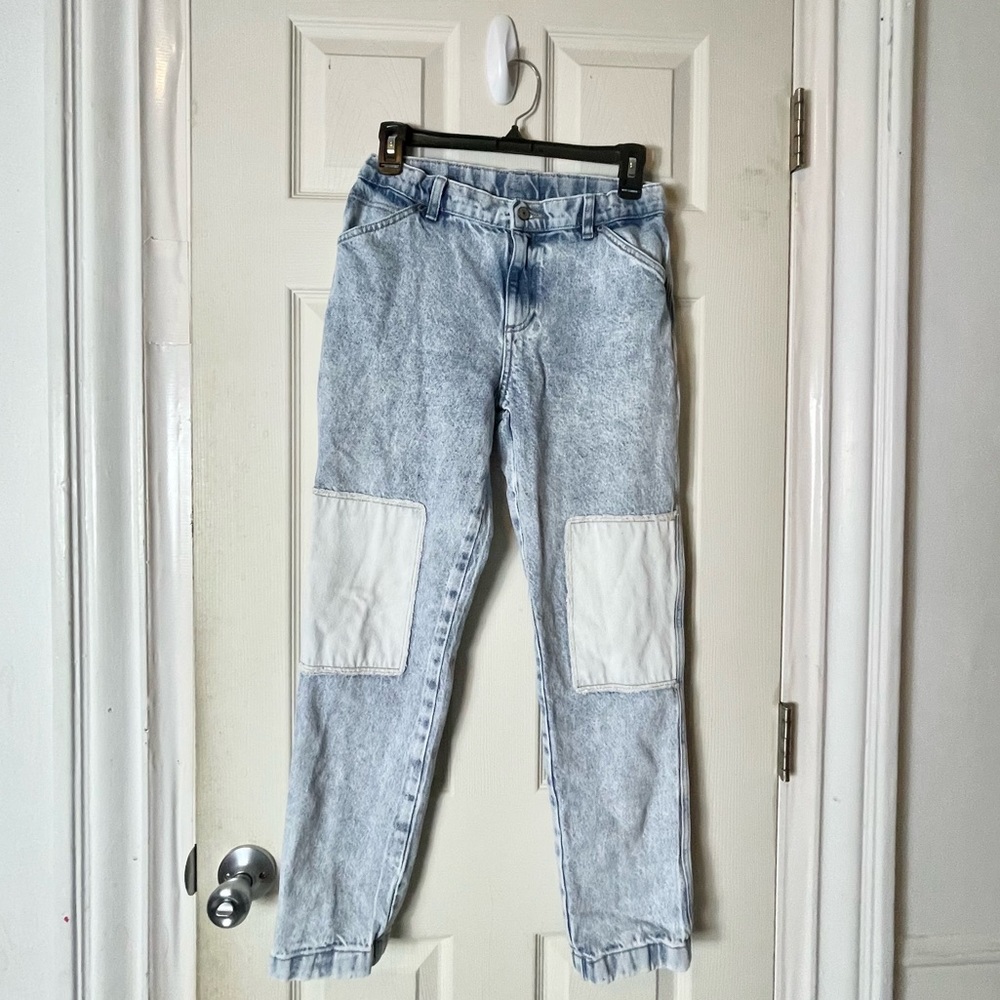 Pascun kids 14 jeans patchwork light wash euc